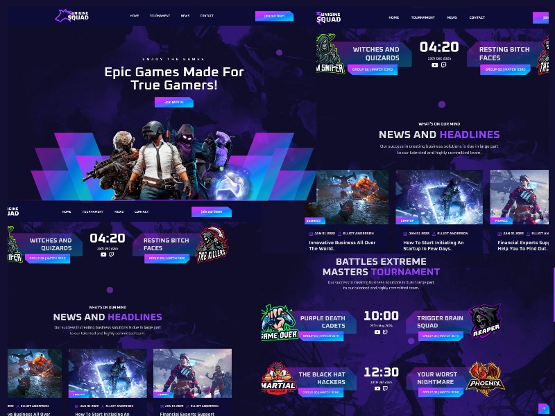 Landing Web Page For An E-Sports Team App
